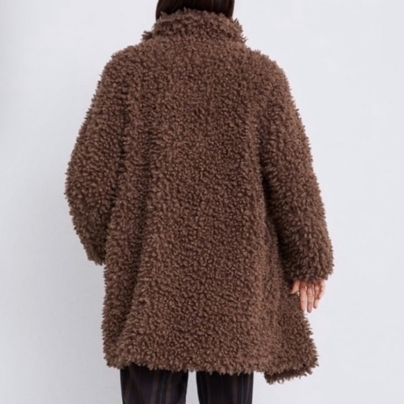 Zara Brown Teddy Coat - Picture 3 of 5